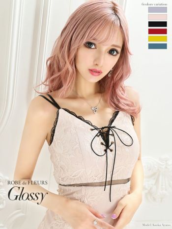 ROBEdeFLEURS Glossy[ローブドフルール グロッシー]バスト レースアップ× ミニドレス[愛川みれい][2115]