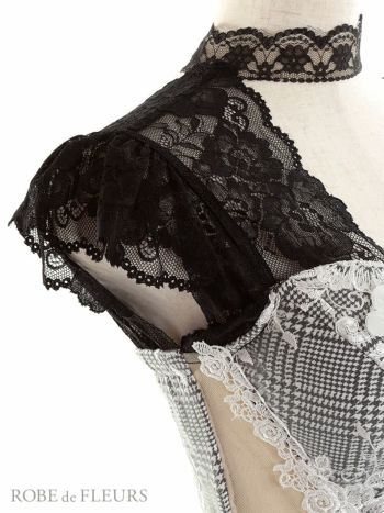 ROBEdeFLEURS ローブドフルール  サイド チュール切替×ギンガムチェック タイト ミニドレス[2176]