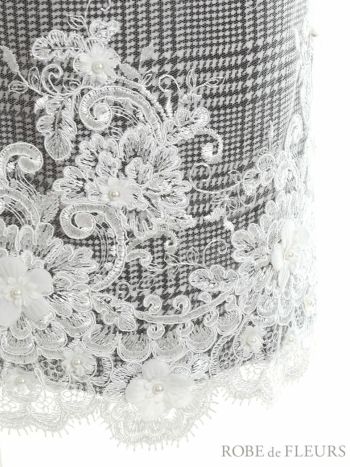 ROBEdeFLEURS ローブドフルール  サイド チュール切替×ギンガムチェック タイト ミニドレス[2176]