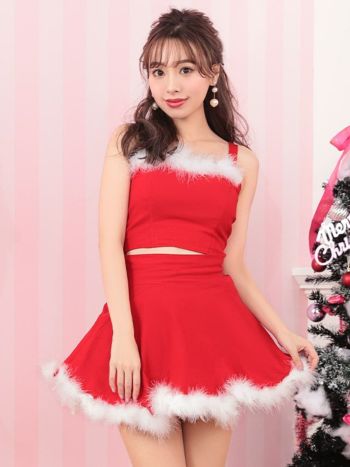 [サンタコスプレ SET]フェザー付き セットアップ サンタコス[久保七瀬]