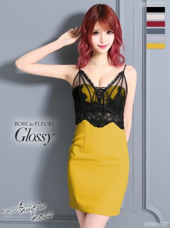 ROBEdeFLEURS Glossy[ローブドフルール グロッシー]チュール レースラグジュアリーキャミドレス[真優川咲][2113]