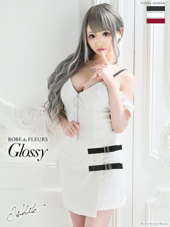 ROBEdeFLEURS Glossy[ローブドフルール グロッシー]ベルト＆ ジップデザイン セットアップ ミニドレス[真優川咲][2102]