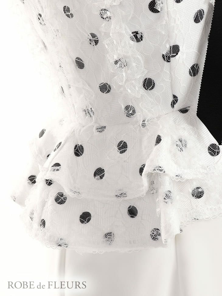 [ROBEdeFLEURS][ローブドフルール]fm2014 モノトーンドット×オフショルタイトミニドレス(3color)(XS/S/M)[送料無料]