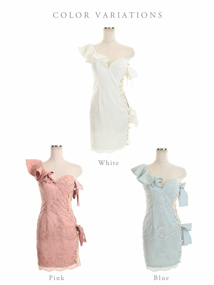 ROBEdeFLEURS ローブドフルール リボン×パールサイドメッシュ タイト ミニドレス[2200]