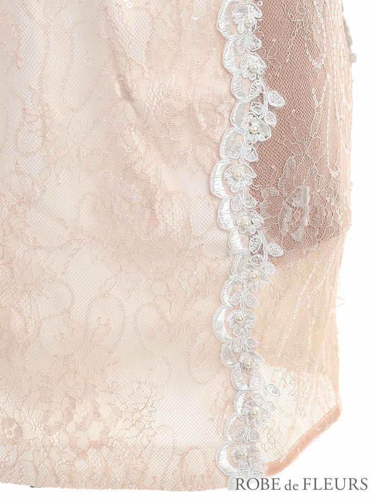 ROBEdeFLEURS ローブドフルール パール×ラグジュアリーレースパステル ミニドレス[2241]