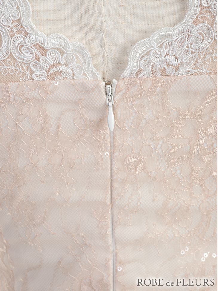 ROBEdeFLEURS ローブドフルール パール×ラグジュアリーレースパステル ミニドレス[2241]