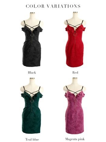 ROBEdeFLEURS Glossy[ローブドフルール グロッシー]フロント ジッパー×バストクロス ミニドレス[真優川咲][2277]