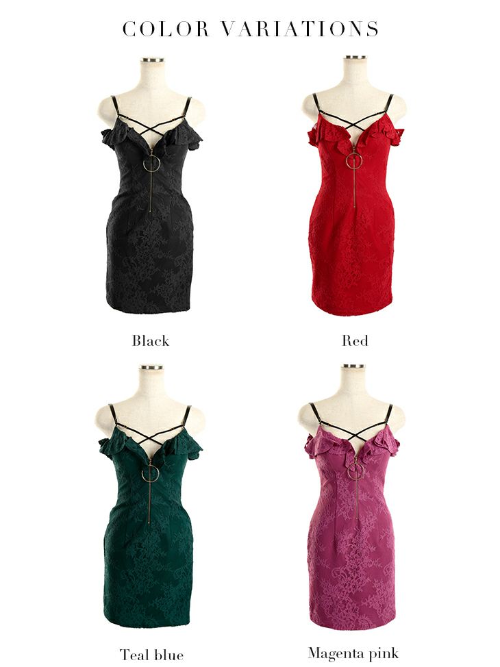 ROBEdeFLEURS Glossy[ローブドフルール グロッシー]フロント ジッパー×バストクロス ミニドレス[真優川咲][2277]