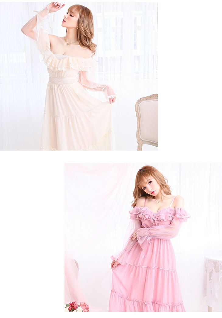 ROBEdeFLEURS ローブドフルール 2段 フリル フェアリー マキシドレス[FREE][2300]