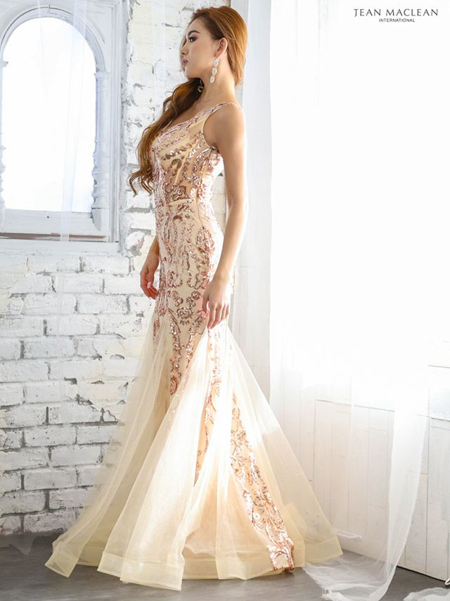 キャバドレス [JEANMACLEAN][ジャンマクレーン]jm-ld-11878 スパンコール刺繍×メッシュチュールマーメイトロングドレス(2color)(9号サåイズ)画像３