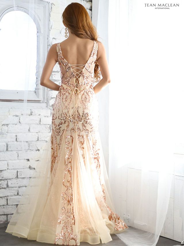 キャバドレス [JEANMACLEAN][ジャンマクレーン]jm-ld-11878 スパンコール刺繍×メッシュチュールマーメイトロングドレス(2color)(9号サåイズ)画像4