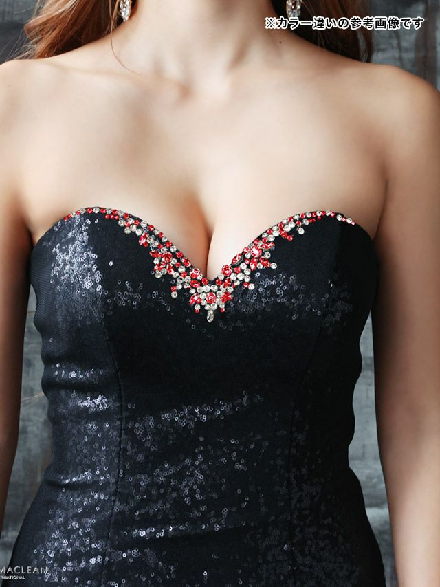 JEANMACLEANの品番m-ld-91858のスパンコールベアデザイン×刺繍チュールマーメイドロングドレス