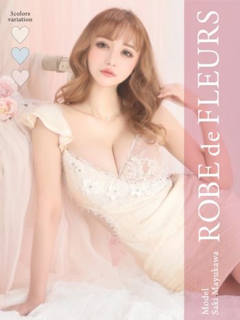 ROBEdeFLEURS ローブドフルール フラワーモチーフ×サイドカット フリル ノースリーブ タイト ミニドレス[2306]