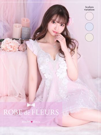 ROBEdeFLEURS/ローブドフルール】立体 フラワーモチーフ フリル