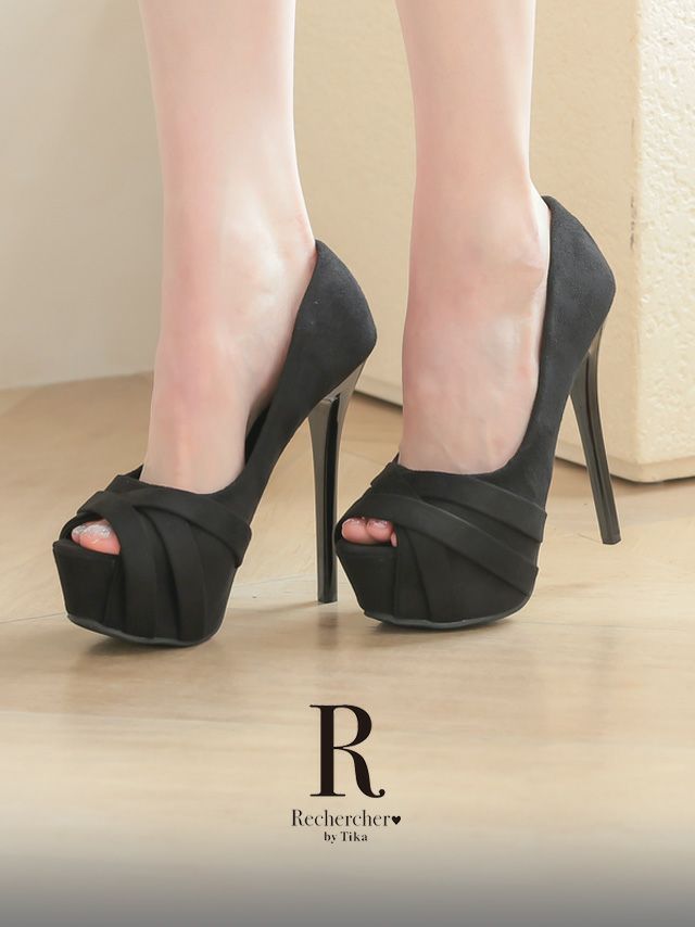 SALE【Rechercher/ルシェルシェ】キャバヒール スエード クロス 