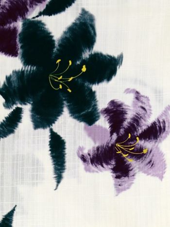 [浴衣 帯が選べる]白地×百合の花柄 ゆかた3点SET[浴衣+平帯or兵児帯+下駄][石原彩香着用]