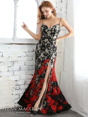 JEAN MACLEAN ジャンマクレーン ダマスク柄 マーメイドロングドレス キャバドレス JEAN MACLEAN ジャンマクレーン ダマスク柄 マーメイドロングドレス