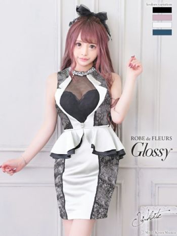 ROBEdeFLEURS Glossy[ローブドフルール グロッシー]カラーデザインホルター サテン ミニドレス[美咲キララ][2345]