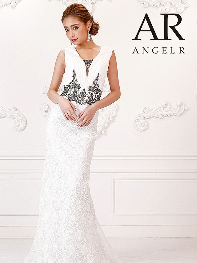 ドレス【値下げ】Angel R キャバドレス ホワイトロングドレス