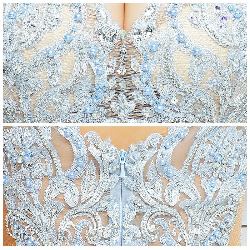 キャバドレス AngelR [エンジェルアール]アップフロントレース ビジュー タイトロングドレス(ホワイト/サックス/レッド)[黒咲サリー][21831]