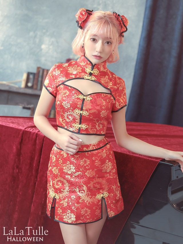コスプレ】バストカット フレアスカート スリット セットアップ  