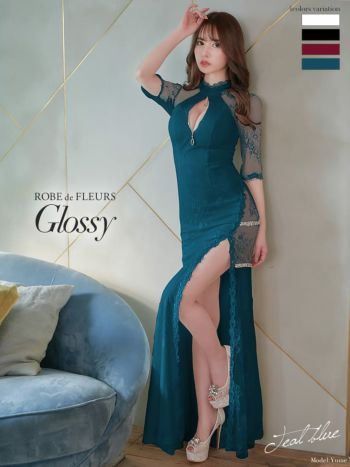 Glossy by ROBE de FLEURS/グロッシー】ワンカラー ジップデザイン 