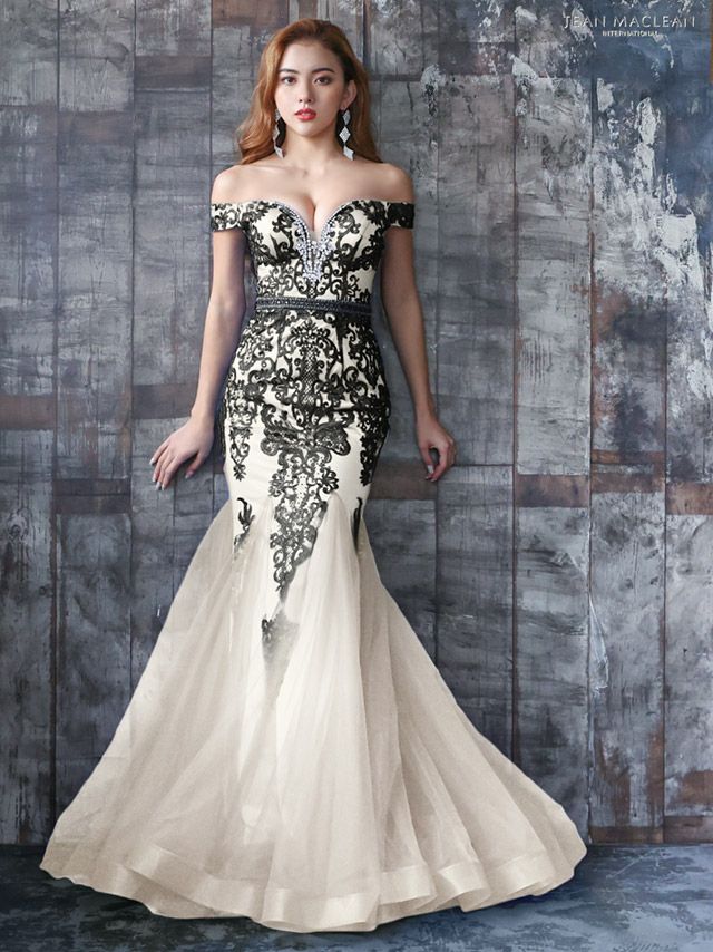 JEANMACLEAN/ジャンマクレーン】スパンコール 刺繍レース マーメイド  