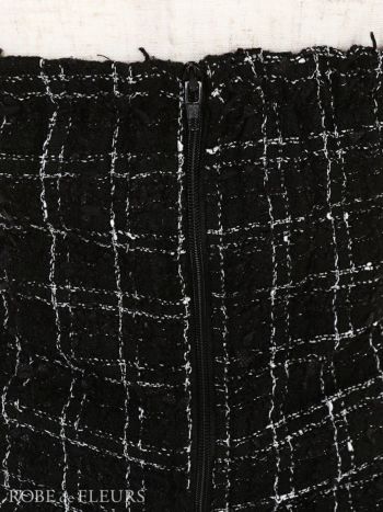 ROBE de FLEURS[ローブドフルール]チェック ツイード フリル ノースリーブ スカート　パンツ セットアップ Aライン フレア 高級ミニドレス[えみう/キャバドレス着用][1856]
