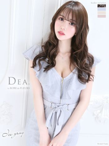 ディア バイ ローブドフルール [DEA] 2060フロント ジップ  フリルデザイン  ひざ丈ドレス