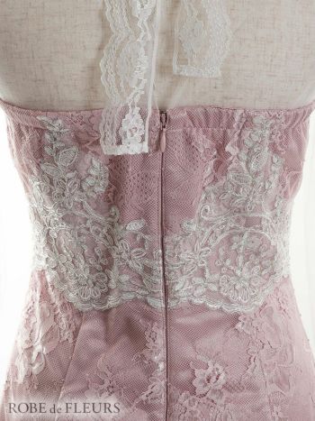 ROBEdeFLEURS ローブドフルール シフォン フリル フラワー刺繍 タイト ミニドレス[2480]