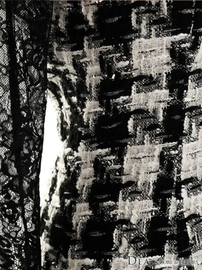 ディア バイ ローブドフルール [DEA] 2443 ツイード  レーススリーブ  ひざ丈ドレス