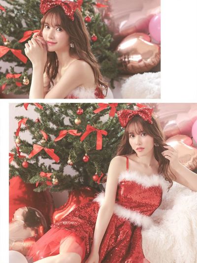 [サンタコスプレ SET]グリッター ふわふわチュール セットアップ サンタコス[一条響/ゆめ]