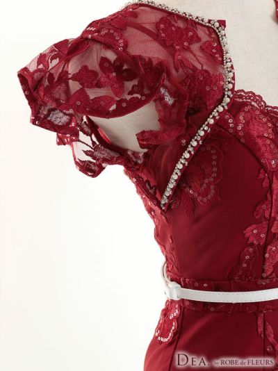 キャバドレス[DEA by ROBEdeFLEURS][ディア バイ ローブドフルール]de-md-de2441 刺繍レースｘベルト付きタイトドレス(3color)(S/M/L)画像6