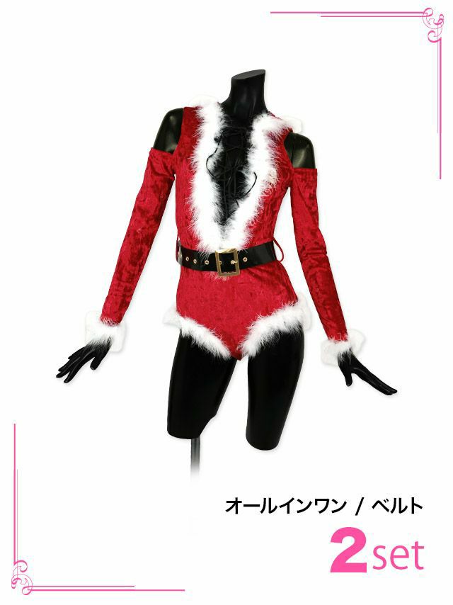 サンタ衣装 [LaLaTulle select]stpk2138 レースアップハイレグカット肩出しサンタコスチューム(1color)(S/M)[2set]画像9