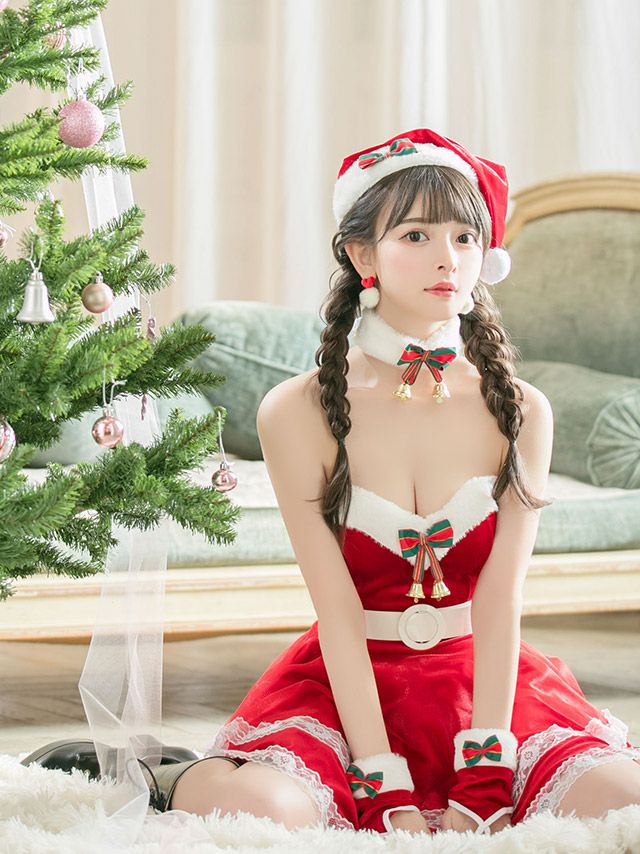 超早割【サンタコスプレ】6点セット レースデザイン ベル付き  