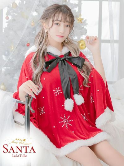 [サンタコスプレ SET]ショートパンツ スノービジュー ポンチョ風 サンタコス[エレナ]