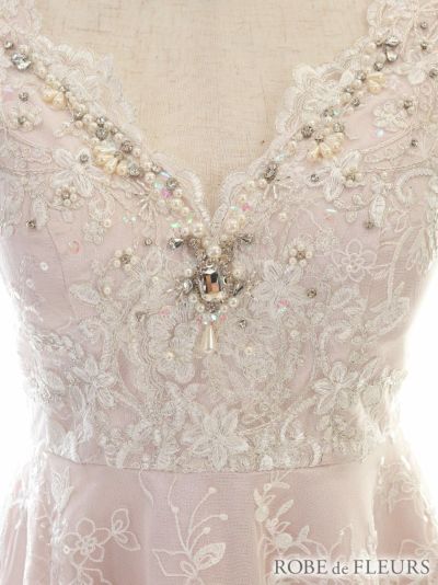 ROBEdeFLEURS ローブドフルール ビジュー×スパンコール フラワー刺繍 フレア ミニドレス[2484]