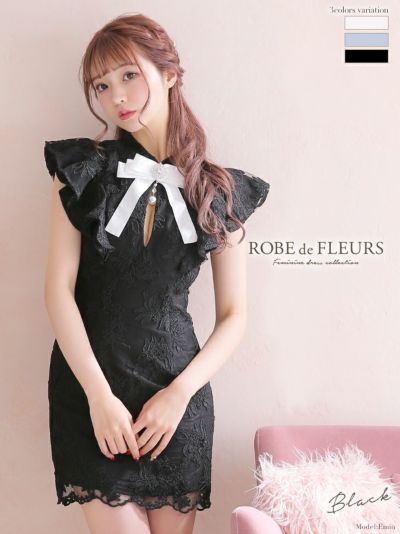 ROBEdeFLEURS[ローブドフルール]首元リボン×刺繍レース袖あり