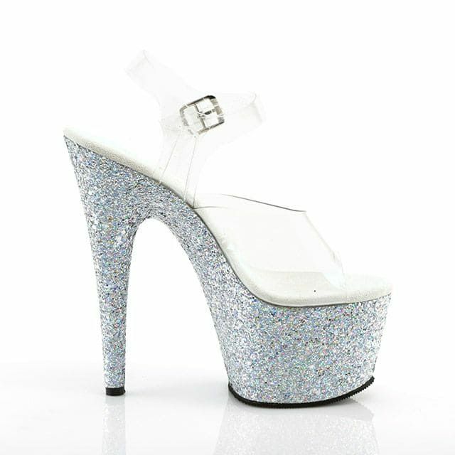キャバサンダル [PLEASER][プリーザー][インポート]la-pladore-708lgclsvclsv フルグリッターラメクリアサンダル(クリア×シルバー)(22.8cm～24.8cm)(18cmヒール)[送料無料]画像3