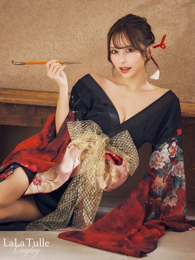コスプレ】花魁 セクシー 和装 ドレス 衣装3点セット [着物ドレス/帯2 