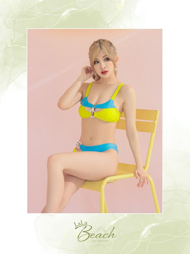 水着 [LaLaTulle select]tk-swy1063 カッティングデザインバイカラースイムウェア(2color)(Mサイズ)画像2