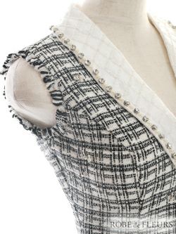 ROBEdeFLEURS ローブドフルール ビジューカラー付き ツイード タイト ミニドレス[2534]