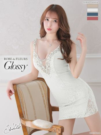 ROBEdeFLEURS Glossy[ローブドフルール グロッシー]パールビジュー× ノースリーブ ミニドレス[ゆめ][2463]