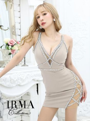 キャバドレス [IRMA][イルマ]im-md-21060 ビジュークロスデザインカッティングタイトミニドレス(2color)(S/M)[送料無料]画像3