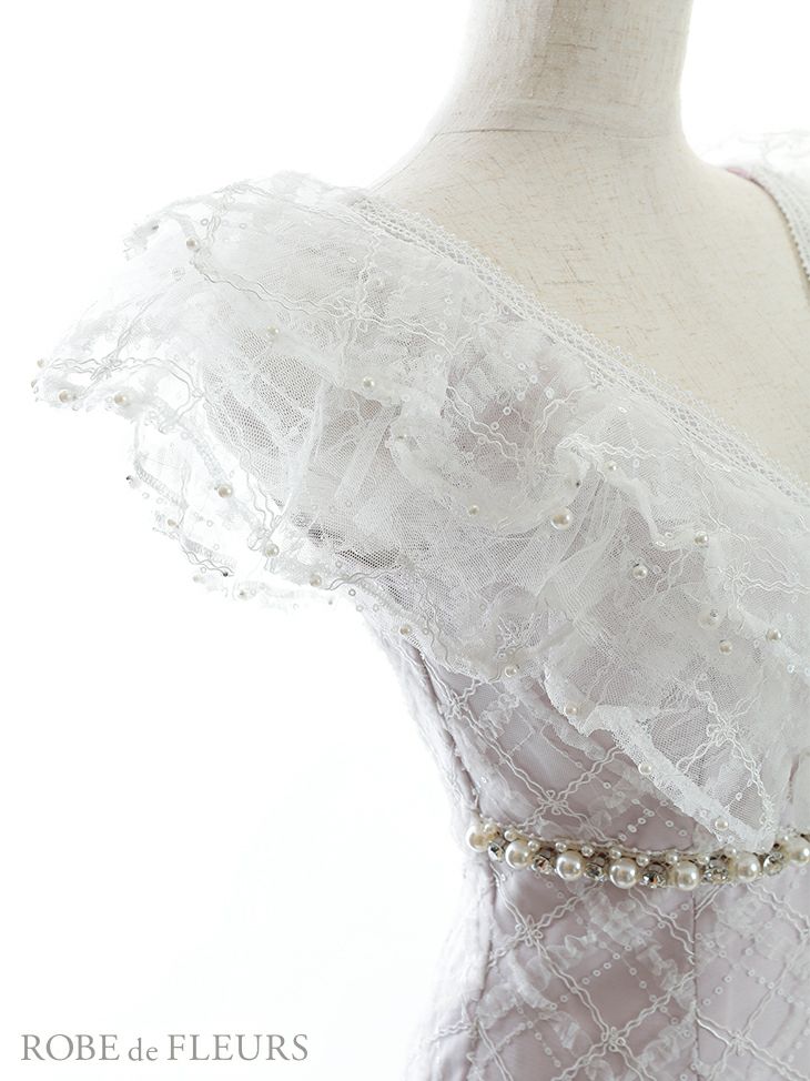 ROBEdeFLEURS ローブドフルール パステルサテンｘパール チュール ミニドレス[2542]