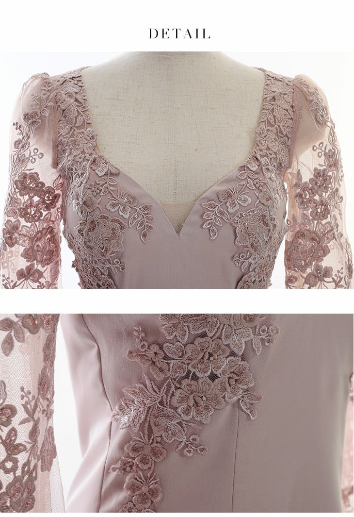 ROBEdeFLEURS Glossy[ローブドフルール グロッシー]フラワーチュールｘ ロングスリーブ ミニ[ゆめ][2537]