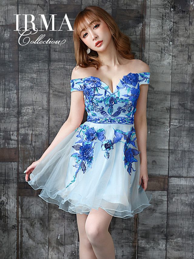 IRMA/イルマ】フラワーレースチュール フレアミニドレス[真優川咲/高級  