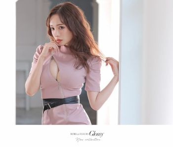 ROBEdeFLEURS Glossy[ローブドフルール グロッシー]ベルト付き ジッパー ミニドレス[真優川咲][2589]