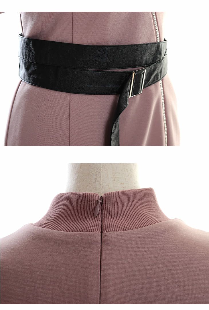 ROBEdeFLEURS Glossy[ローブドフルール グロッシー]ベルト付き ジッパー ミニドレス[真優川咲][2589-0]