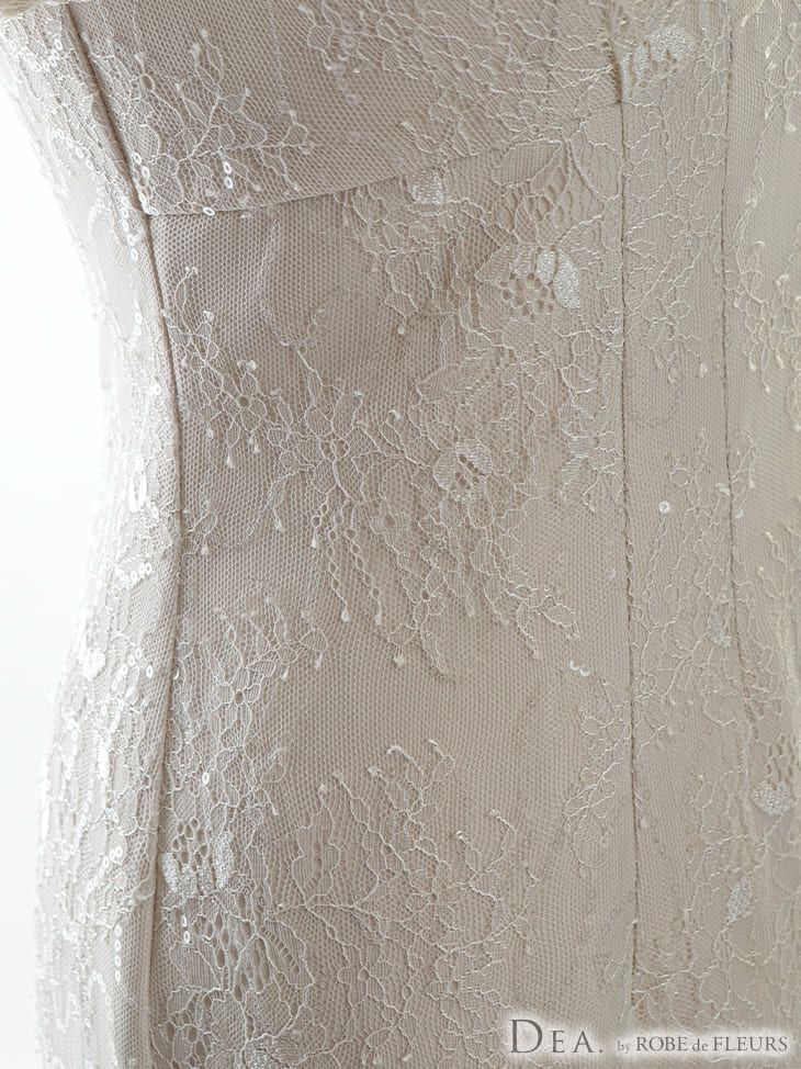 ディア バイ ローブドフルール [DEA] 2631 スパンコール付き レース  フリル袖 ムードピンク マーメイド ひざ丈ドレス